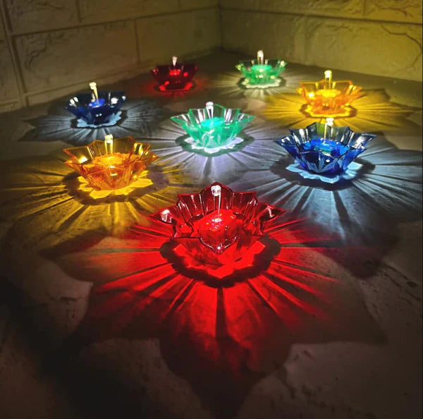 GlowMystic Set Of 12 Pieces 3D Reflective Diyas ( Reusable )