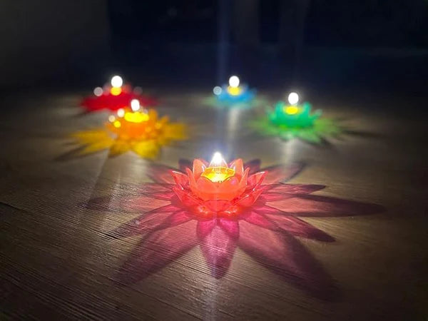 GlowMystic Set Of 12 Pieces 3D Reflective Diyas ( Reusable )