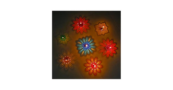 GlowMystic Set Of 12 Pieces 3D Reflective Diyas ( Reusable )