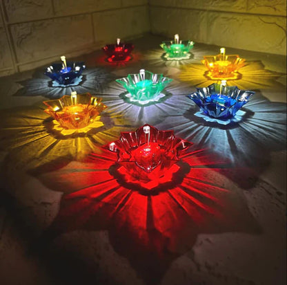 GlowMystic Set Of 12 Pieces 3D Reflective Diyas ( Reusable )